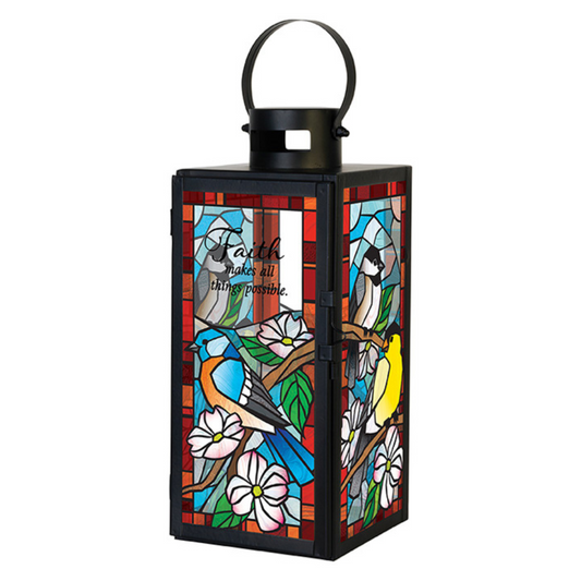 "Faith" Stained Glass Lantern