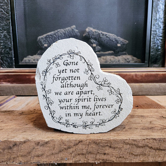 "Gone Yet Not Forgotten" Memorial Stone Heart